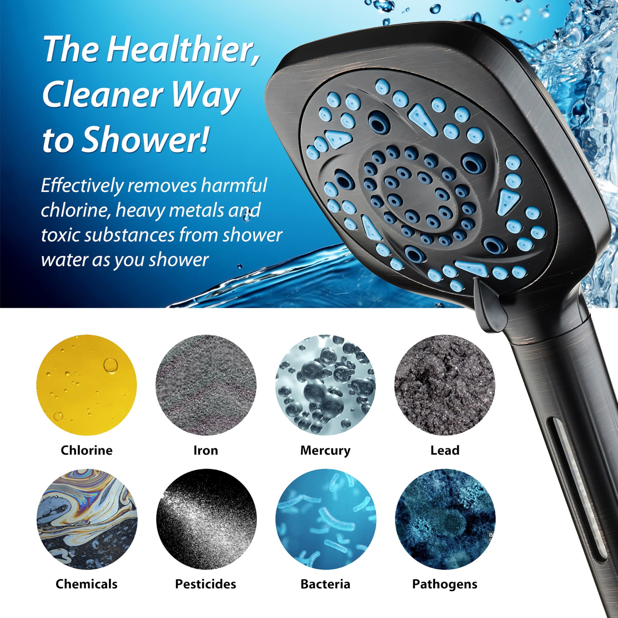 AquaCare High Pressure 10 Spray Mode Filtered Showerhead